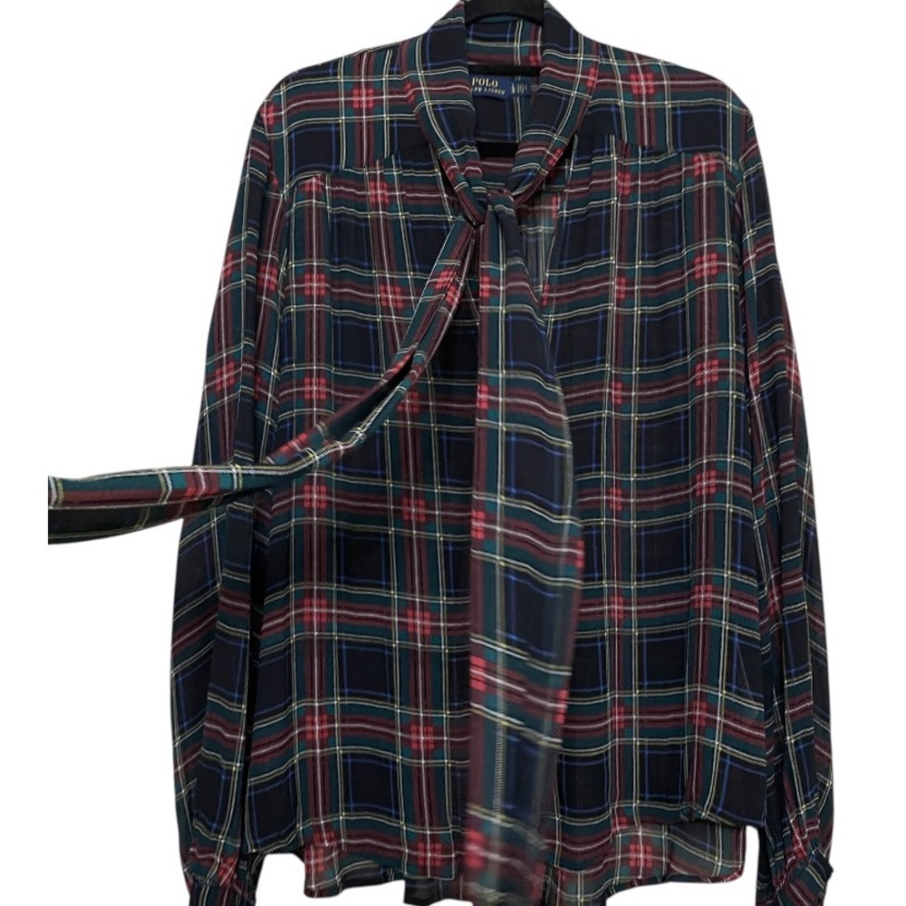 Ralph Lauren Plaid Blouse - Red, Blue, and Green